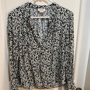 Zadig & Voltaire Tink Crepe Floral Blouse - Navy & White